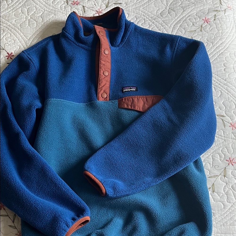 Kids Blue and Orange Fleece Pullover